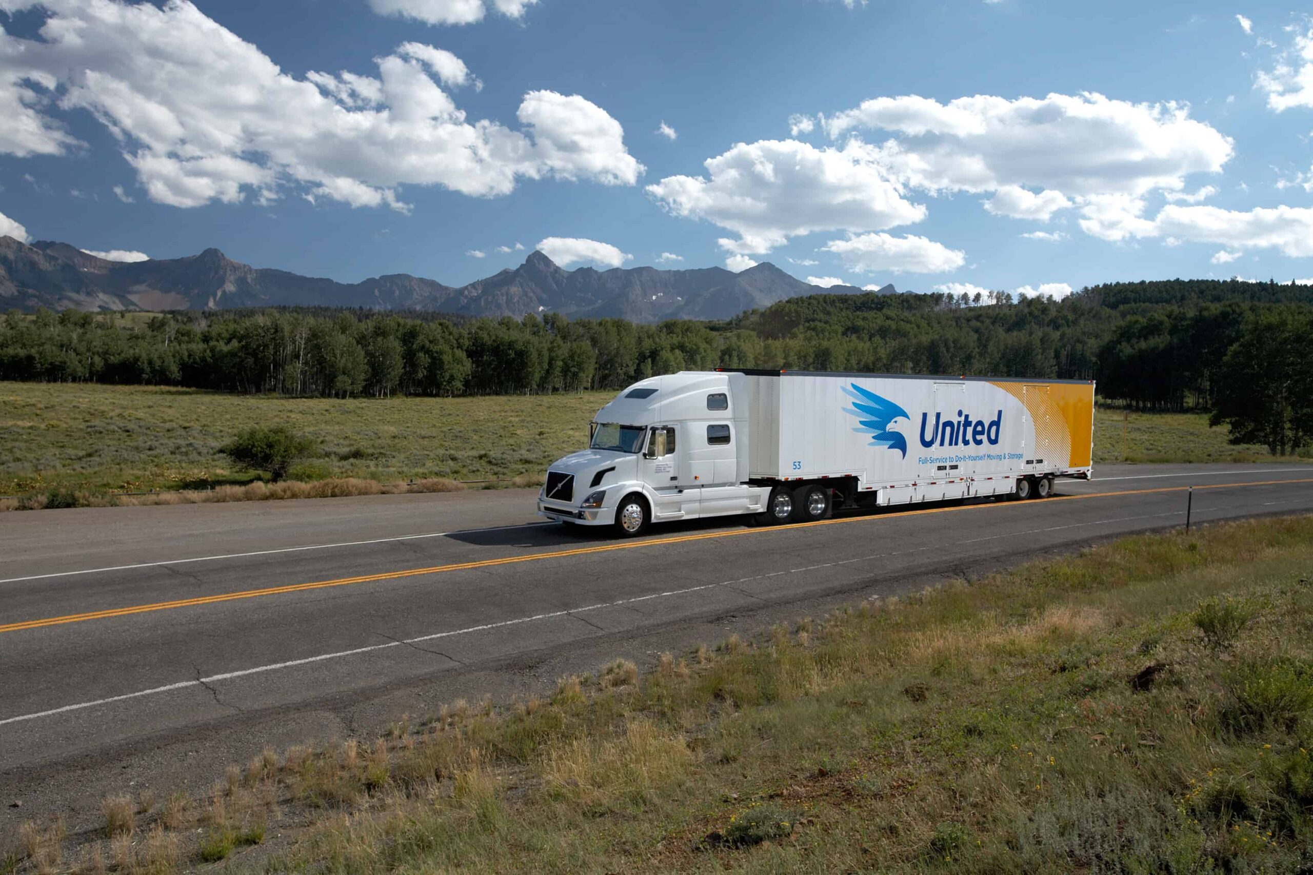 United Van Lines Moving Truck on Dallas Divide rural highway
